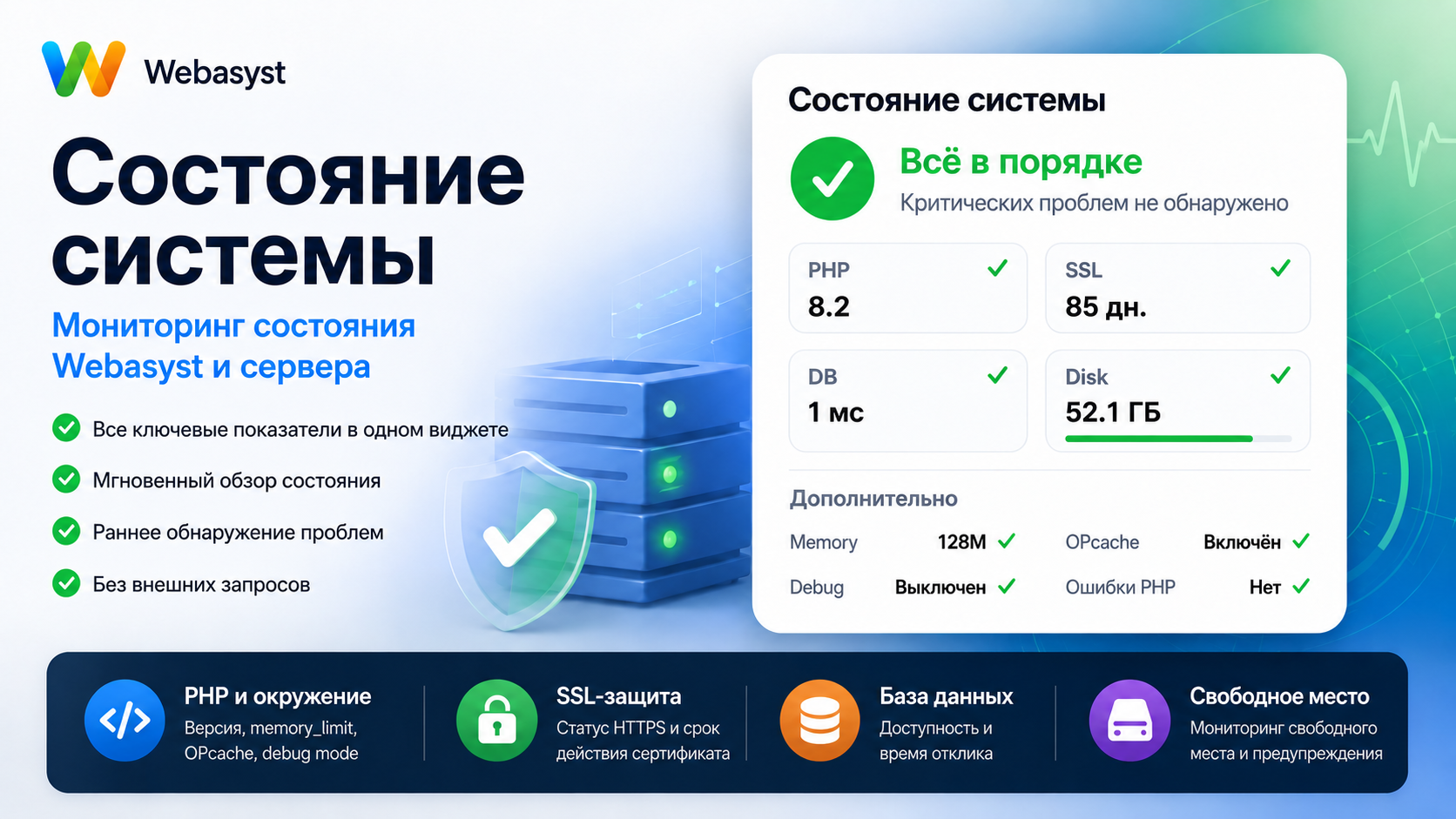 Виджет состояние системы для Webasyst
